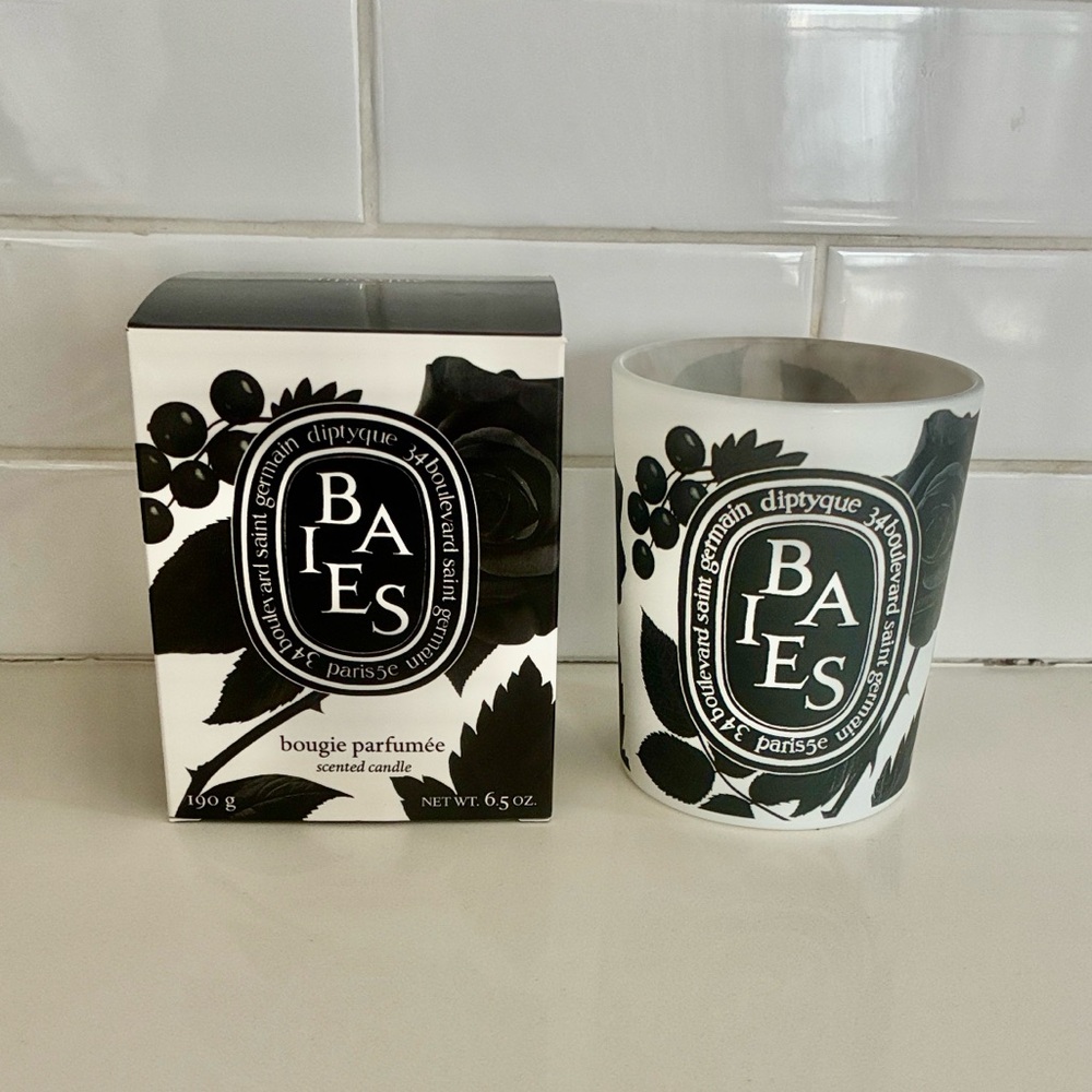 Empty Diptyque Black and White Baies Limited Edition Candle Vessel